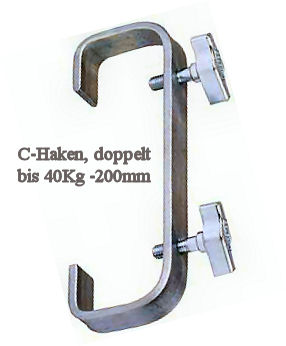 C- Haken doppelt 200mm, 50mm Pipes